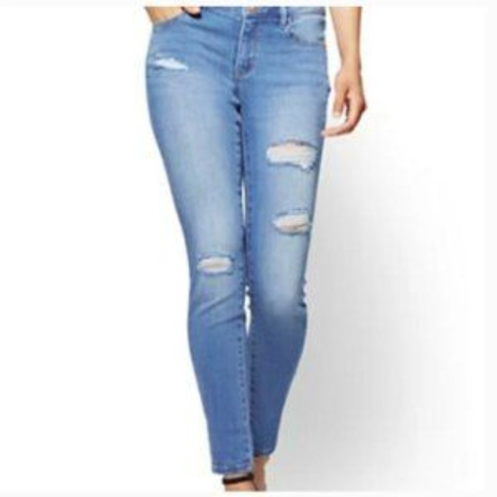 New York & Company Soho Leggings Light Blue Size 12 Tall